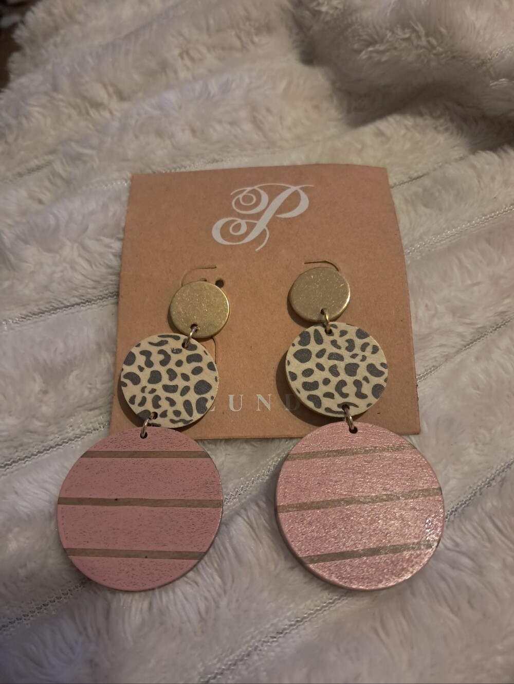 Plunder Pink Leopard Triple-Drop Earrings Ayana Earring NWT